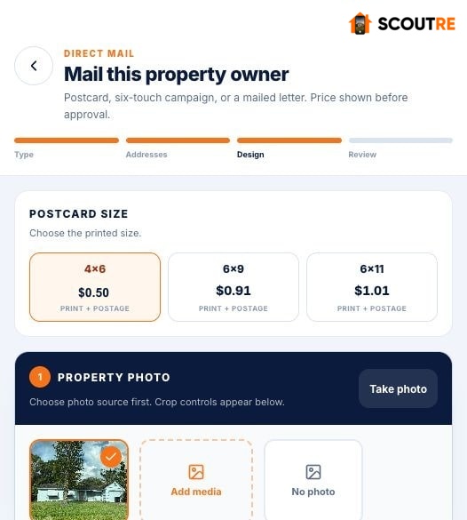 SCOUTRE property capture with captured house photo selected