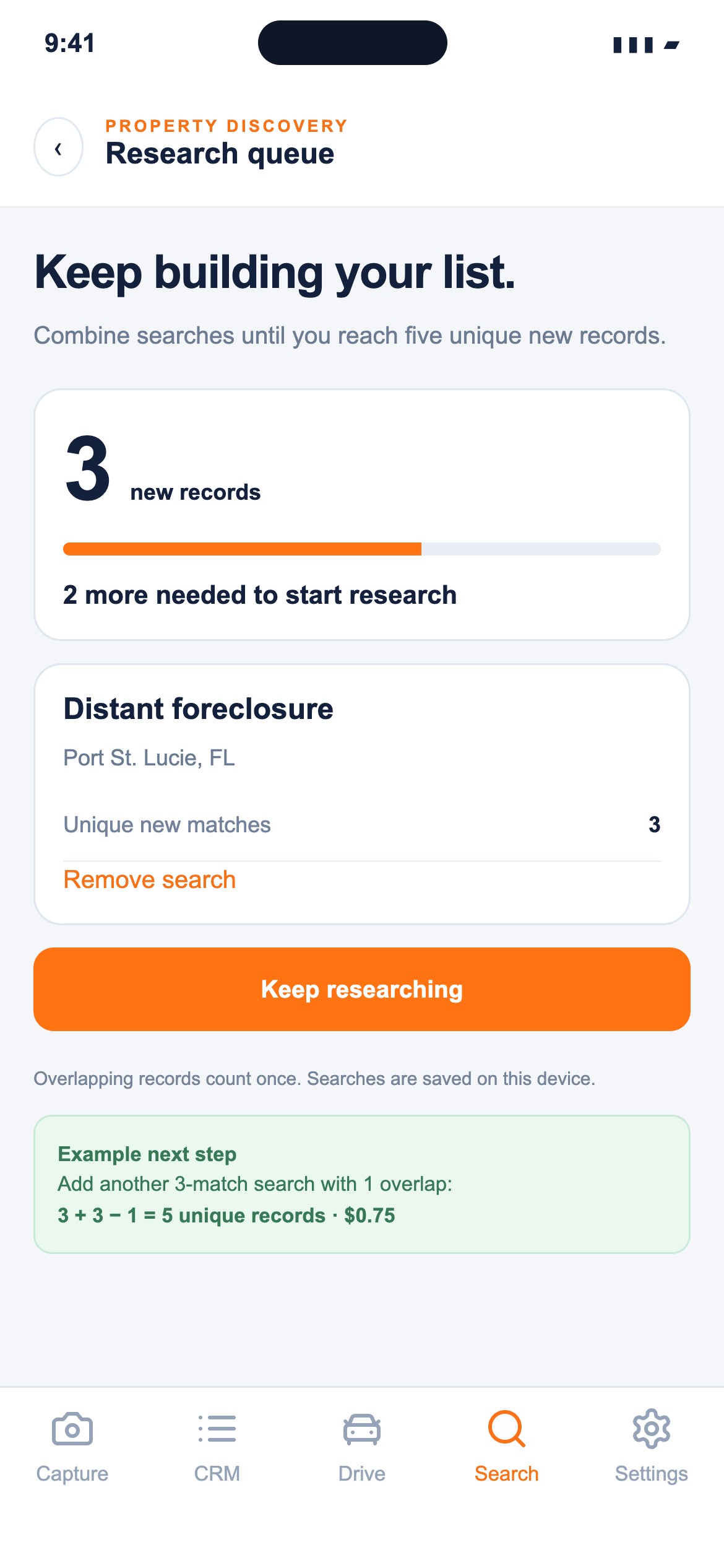 Keep small searches